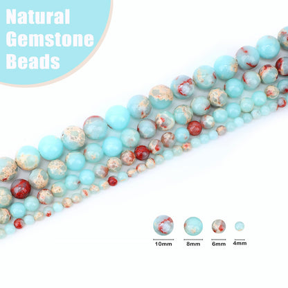 CMBYN Natural Stone Beads Round Genuine Real Stone Beading Strand Loose Gemstones DIY Smooth Bead for Bracelet Necklace Earrings Jewelry Making (Agalmatolite Jasper, 10mm 36 Pieces)