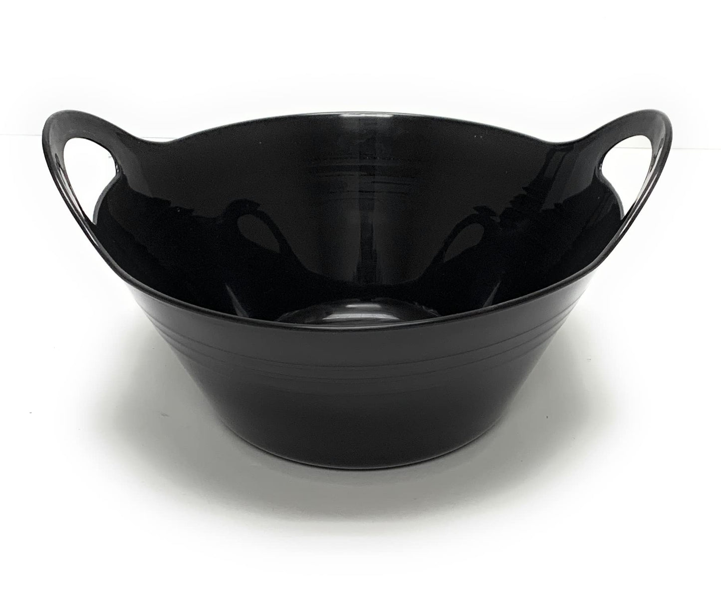 Mintra Home Plastic Bowls with Handles (4.5L Large 2pk, Black) - 11.25W x 5inH (6.75inH with handles) - large bowl for popcorn, snacks, drinks, candy, party, Halloween, trick or treat bowls - 2 Pack