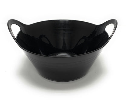 Mintra Home Plastic Bowls with Handles (4.5L Large 2pk, Black) - 11.25W x 5inH (6.75inH with handles) - large bowl for popcorn, snacks, drinks, candy, party, Halloween, trick or treat bowls - 2 Pack