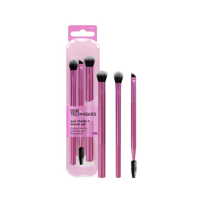 Real Techniques Eye Shade & Blend Makeup Brush Trio, For Eyeshadow & Liner, Makeup Tools for Shaping & Grooming Brows, Defined Makeup Look, Synthetic Bristles, Vegan & Cruelty-Free, 3 Count