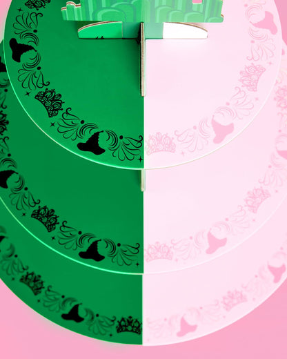 xo, Fetti Pink + Green Witch Cupcake Tower, 3 Tiers | Birthday Display Decorations, Kids Wizard Decor, Girls Cake Stand, Bachelorette Party Dessert Table
