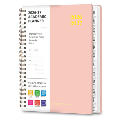 Planner 2026-2027, Weekly and Monthly Academic Planner, July 2026 - June 2027, Hardcover Calendar Agenda Book for School Year Planning, School Supplies for Teacher and Student, A5(6.3'' x 8.5'')
