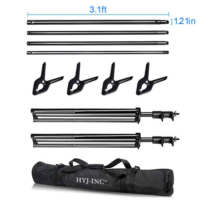 HYJ-INC 12ft x 10ft Photo Video Studio Heavy Duty Adjustable Photography Muslin Backdrop Stand Background Support System Kit with Carry Bag 4 Spring Clamps