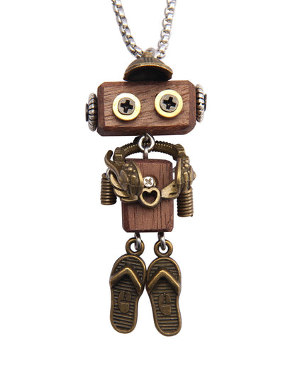 joymiao Wooden Pendant Necklace Steampunk Necklace Womens Gold Necklace Vintage Leather Choker Stainless Necklace Chain Hippie Choker Necklace