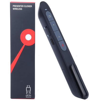 TITIANCOOL Wireless Presenter with Bluetooth & 2.4G RF Modes, Volume Control & Hyperlink Support, USB-C/A Dual-Port, Plug & Play Portable Presentation Remote for Windows/Mac/Linux/Android