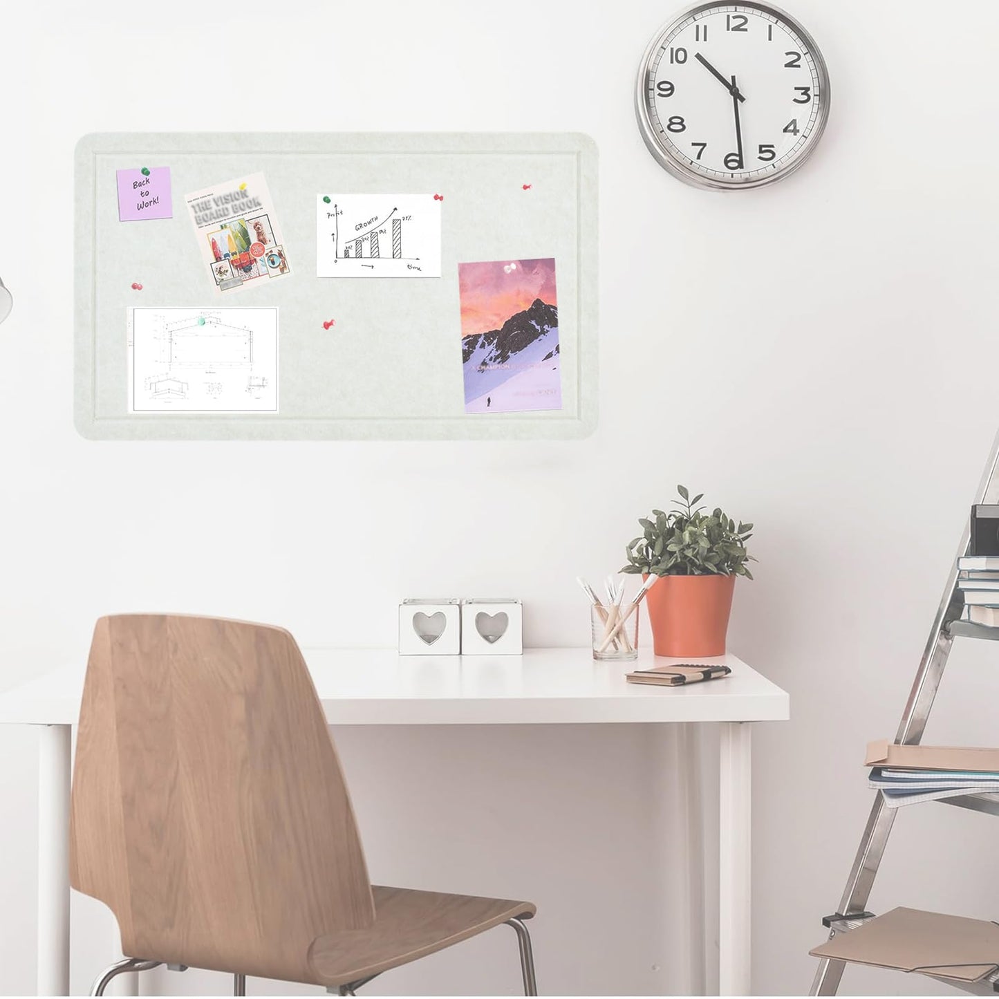 Vuzvuv Beige White 28"x16" Large Cork Board with 50 Push Pins & Sticky Notes, Self-Adhesive Bulletin Board for Wall, Felt Pin Vision Board for Paste Notes,Schedules Offices Home