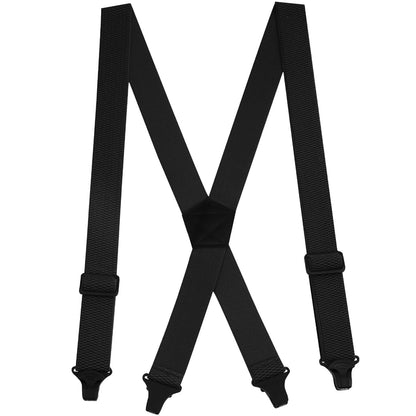 Buyless Fashion Heavy Duty Suspenders for Men - 48" Adjustable Straps 1 1/2" - X Back with Black Plastic Clips - 5147-Black