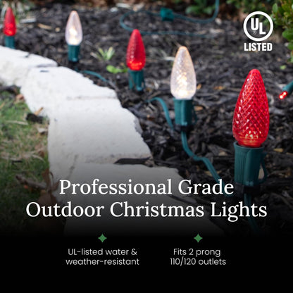 Christmas Designers Pro Christmas C9 Light Cord - 500 ft Spool, 500 Bulb Sockets, 12” Spacing, Green Wire