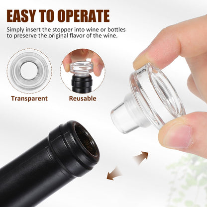 10pcs Glass Wine Bottle Stoppers, T-Shape Crystal Wine Saver Clear Bottle Plugs for Beverage Liquor Decanter, Reusable Decorative Cork Replacement for Oil Vinegar Dispenser, DIY Wedding Favors
