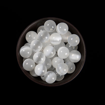 65Pcs 6mm Natural White Selenite Smooth Round Beads Loose Real Stone Beads Gemstone Genuine for DIY Hand Made Craft Jewelry Bracelet Earring Necklace String Making Energy Healing Power
