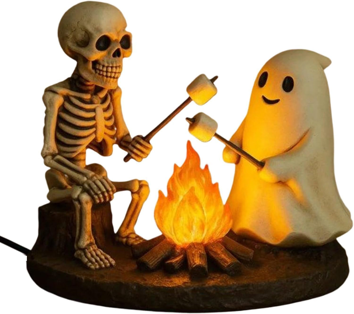 quisenti Skeleton and Ghost Bonfire Night Lamp, Halloween Cute Spooky Campfire Night Light - 3D Cute Spooky Indoor Decor for Home, Party, Gift 2025