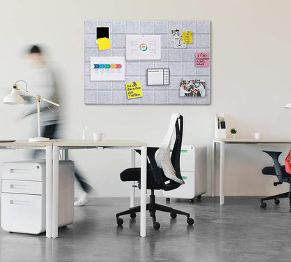 36" x 24" Large Black Cork Board Alternative - 6 Pack Felt Bulletin Board with 30 Push Pins, Felt Wall Tiles Pin Board for Walls Office Home School Decor, Aesthetic Cork Squares, Light Gray
