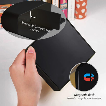 Magnetic Dry Erase Marker Holder, 2 Pack Magnetic Pen Marker Holder for Whiteboard, Fridge, Locker Accessories, School, Office, Home, Magnet Pen Cup, Black