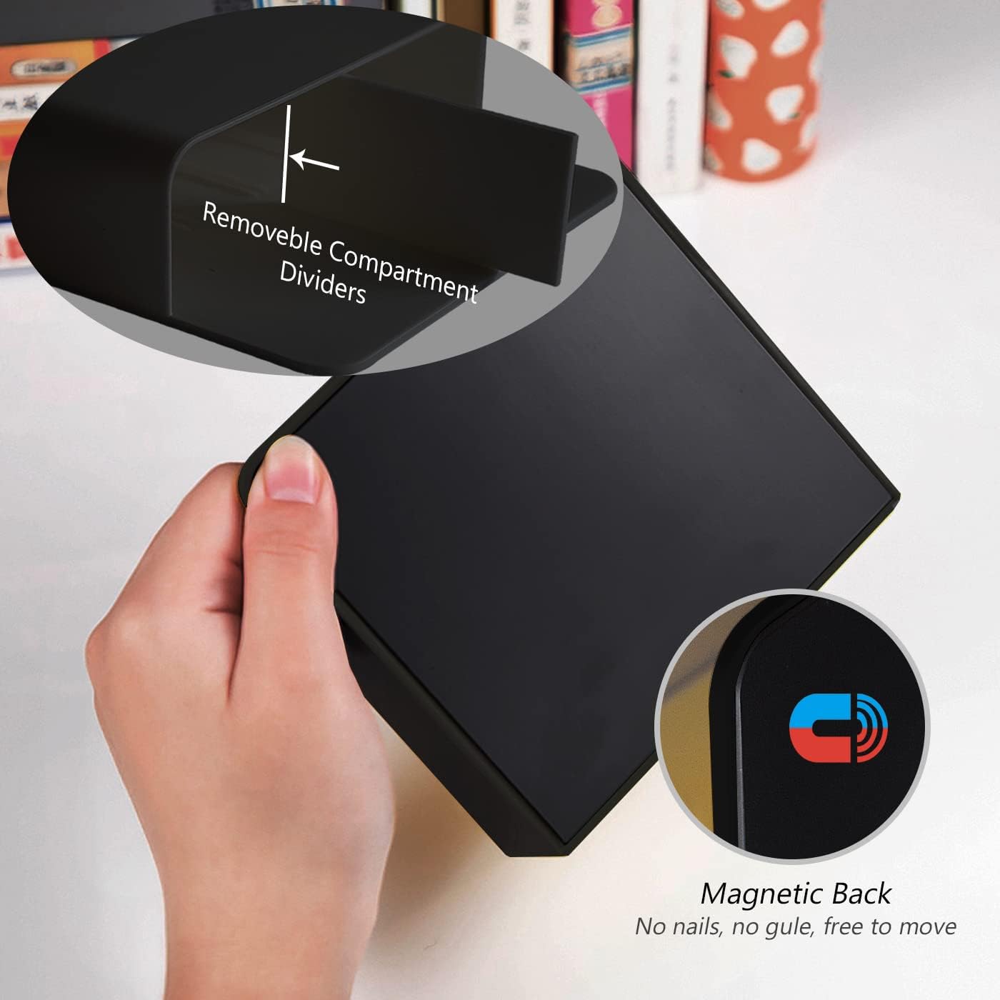 Magnetic Dry Erase Marker Holder - Multi-Surface Pen & Marker Holder for Fridge, Whiteboard, Locker - School, Office, Home - 1 Pack, Black