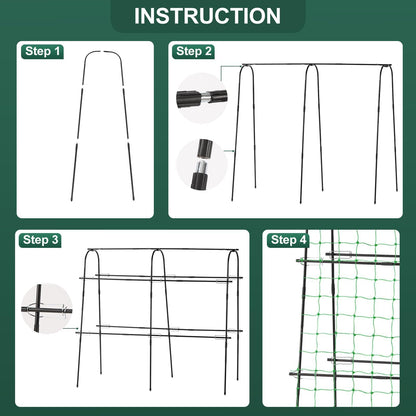 FOLLOOK Cucumber Trellis for Raised Garden Bed, Rustproof Metal Garden Arch Trellis for Climbing Plants Support Outdoor Fruit Grape Vine Vegetable Tomato Pole Bean Snap Pea Trellis, 48x48inch, Black