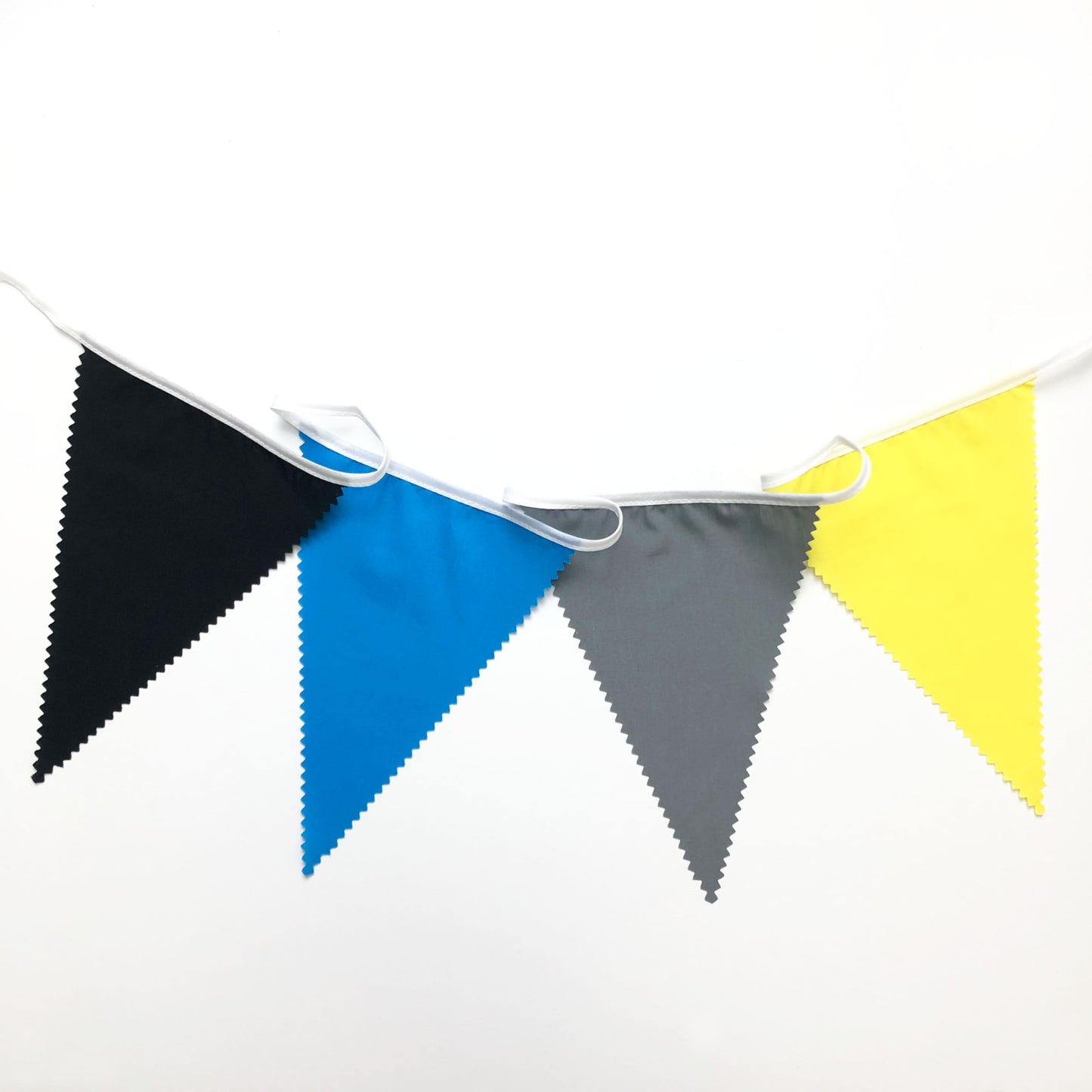 40Ft Yellow Blue Black Grey Fabric Bunting Banner Pennant Hanging Party Decorations Cotton Triangle Flag Garland for Boys Cartoon Police Super Spider Bat Space Game Theme Birthday Baby Shower Decor