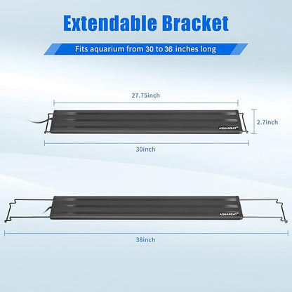 AQUANEAT LED Aquarium Light for 30 to 38 Inch Fish Tank, Auto On Off with Timer, Full Spectrum, Adjustable Brightness, Daylight Moonlight Mode, for Fresh Water Low-to-Mid Light Plants