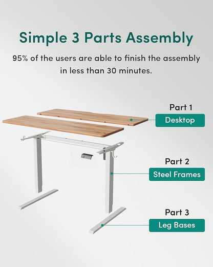 CubiCubi Electric Standing Desk, 48 x 24 Inches Height Adjustable Sit Stand Desk, Ergonomic Home Office Computer Workstation, Light Rustic