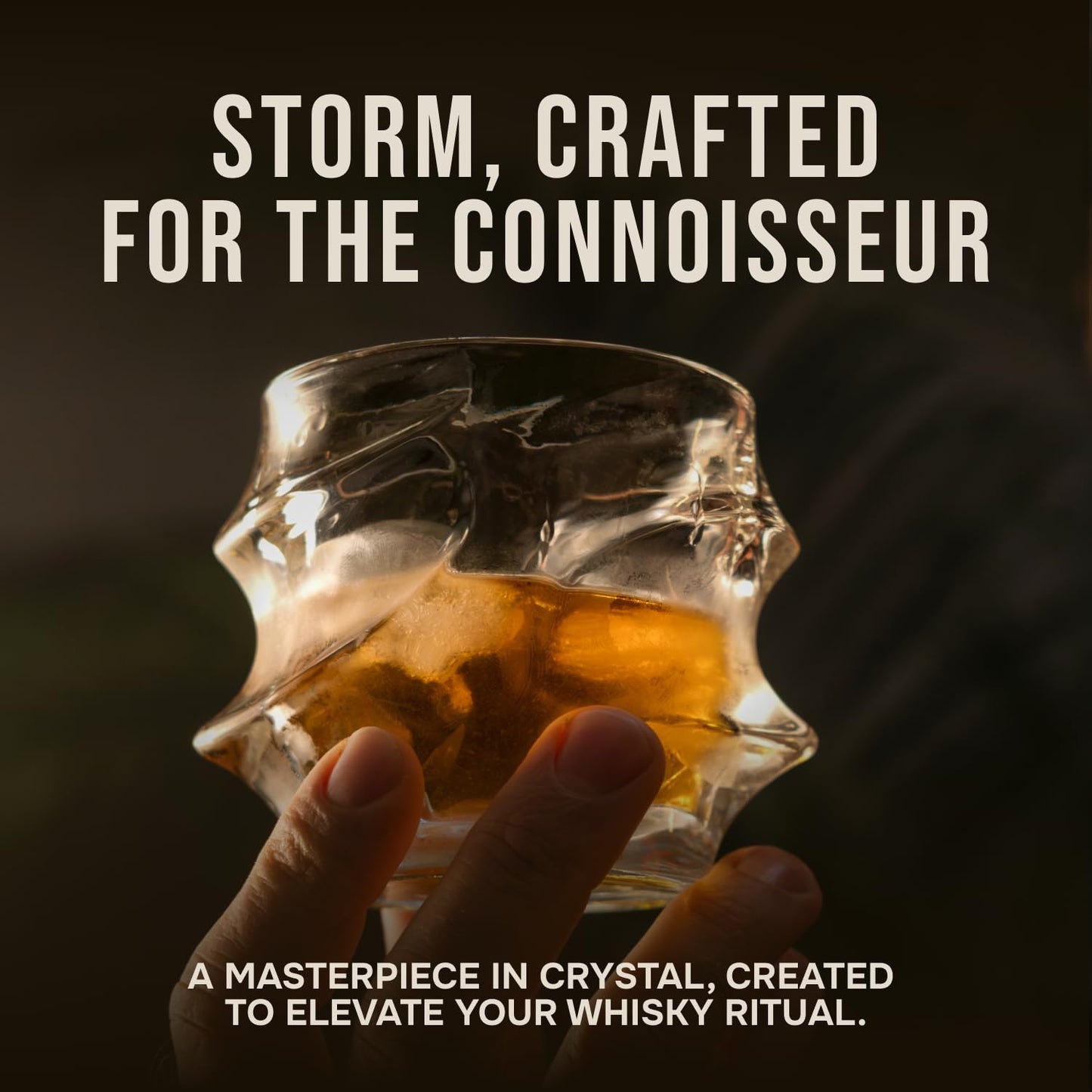 TSUKIGLASS® Storm Premium Japanese Crystal Whiskey Glasses Set of 4 - Gift Ready Box, 100% Ultra Clarity Lead-Free Crystal, 10oz Tumblers for Bourbon, Scotch & Cocktails, Luxury Gift for Father's Day