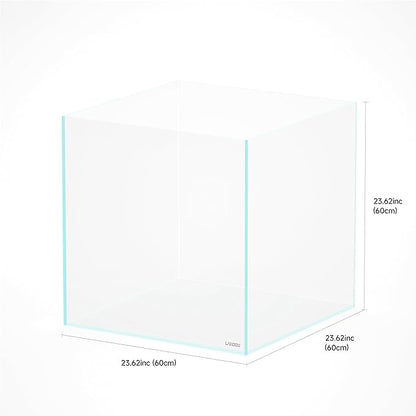 LANDEN 52.4 Gallons Cube Rimless Low Iron Aquarium Fish Tank,23.62" L × 23.62" W × 23.62" H (60cm x 60cm x60cm) 10mm Thickness with Nano Foam Leveling Mat Included