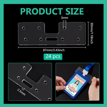 BENECREAT 24Pcs Badge Buddy Topper, 3.4x1.2Inch Badge Holder for Vertical Horizontal Badges, Ideal for Nurse Doctor Staff Badge Name Cards
