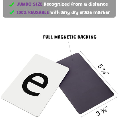 Attractivia Magnetic Big Alphabet ABC Flash Cards - 52 Sturdy Uppercase & Lowercase Large Letters, Black - for Classroom Teachers, Homeschool, ESL, Kids and Adults