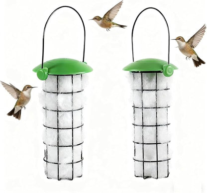 CEDAR ALPHA 2pc Handmade Fiber Bird Nesting, Bird House Material,Birds Nests Material Holder, Fatball Feeder, Nesting Fiber in Metal Cage, Refillable,Design for Bird Lovers, Home Garden Yard