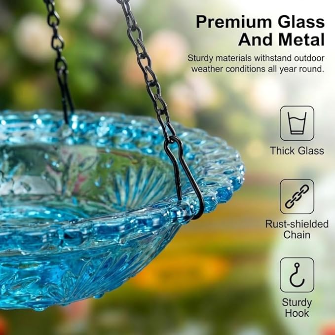 Solar Cascade Hanging Bird Bath Fountain, New Hanging Bird Bath with Flowing Water, Bird Bath Fountain Decorative Garden Yard Patio for Outdoor (Gray)