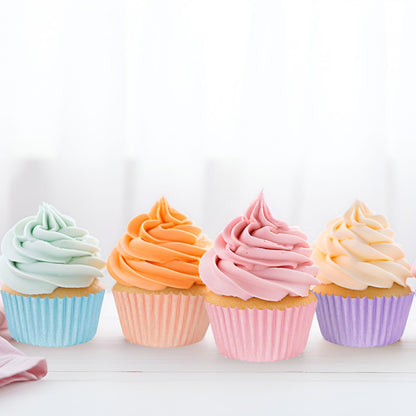 Whaline 300Pcs Colorful Cupcake Liners Pastel Color Cupcake Wrappers Baking Cup Light Pink Blue Purple Yellow Orange Green Muffin Liners for Spring Easter Baby Shower Gender Reveal Wedding Birthday