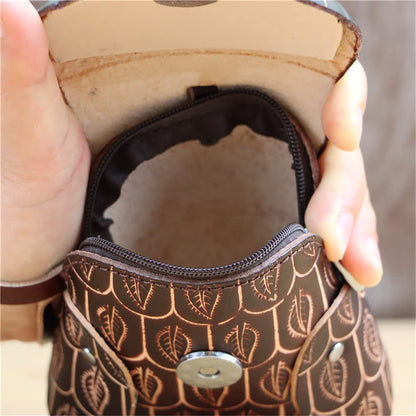 Fanyixuan Handmade Cowhide Owl Shape Coin Purse Wrist Strap Hand Bag Zipper Bag Can Store Key Cards