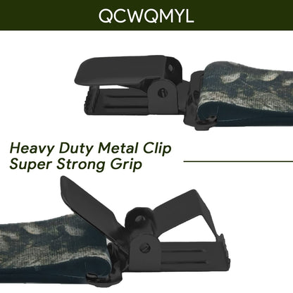 QCWQMYL Men's Side Clip Suspenders 2'' Wide Heavy Duty Clips Elastic Straps Trucker Style Suspenders for Men Big and Tall