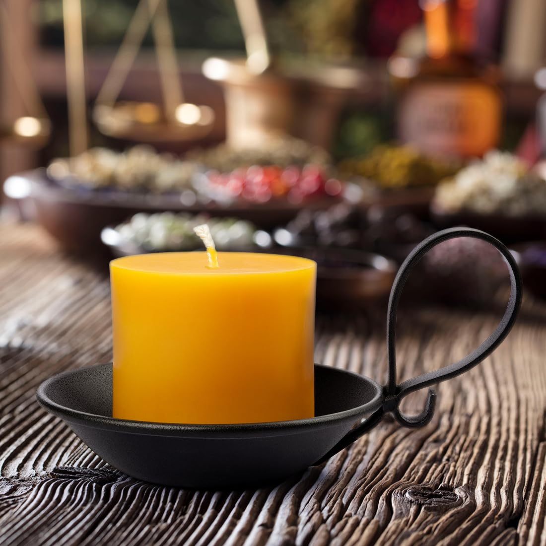 AGLARY 2PCS Matte Black Iron Pillar Candle Holders, with Handle, Simple Industrial Style ，Table Centerpiece Decoration