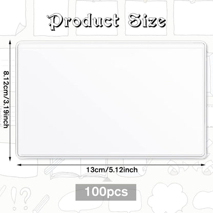 100 Self-adhesive Index Card Pockets Label Pockets sleeves with Top Open for Business Cards, Clear Plastic Sticky Labels Holders for Storage Bins Library Cards, Organizing Totes Shelves(5.28 x 3.65'')