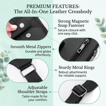Double Shoulder Armpit Bag for Men, Underarm Shoulder Bag, PU Leather, Anti-theft Hidden Compartment, Adjustable Straps, Waterproof Multi-Pocket for Daily Travel, Hiking and Business