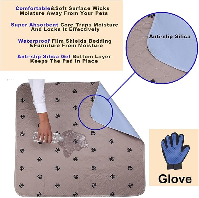 Washable Puppy Pads, Reusable Pet Training Pads - Large Dog Bed Mat, Waterproof & Super Absorbing