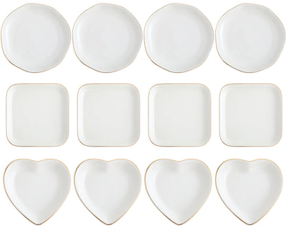 Shappy 12 Pcs Ceramic Jewelry Tray 4.5 in Ring Dish Bulk Decorative Trinket Dish for Bridal Shower Weddings Birthdays Gifts