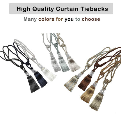 BEL AVENIR 4 Pack Curtain Hand-Woven Tiebacks Crystal Holdbacks Home Decorative (Beige, 4 Pack)