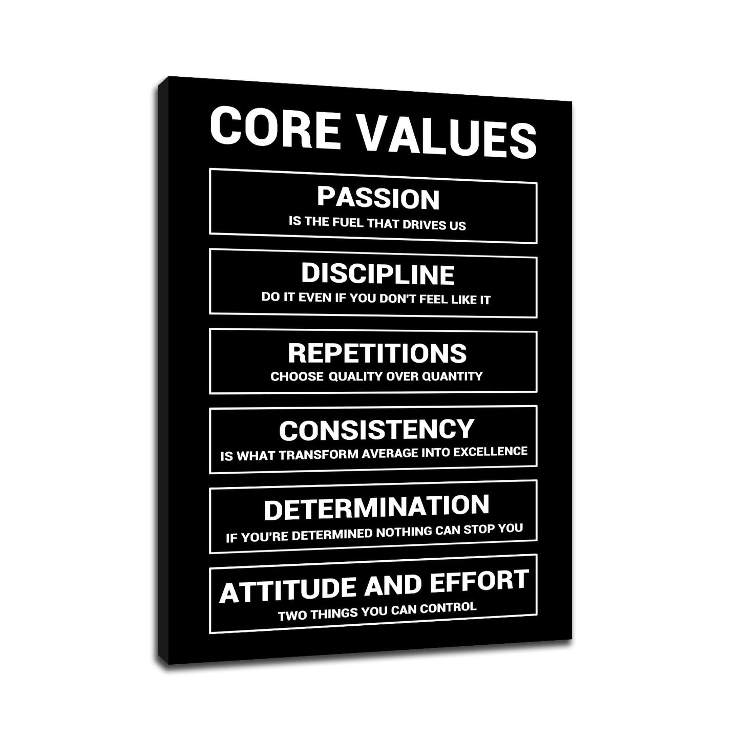 Motivational Wall Art Home Decor Core Values Quote Inspirational Poster Canvas Painting Prints Positive Wall Picture Painting Artwork for Bedroom Classroom Office Stretched and Framed [18''W x 24''H]
