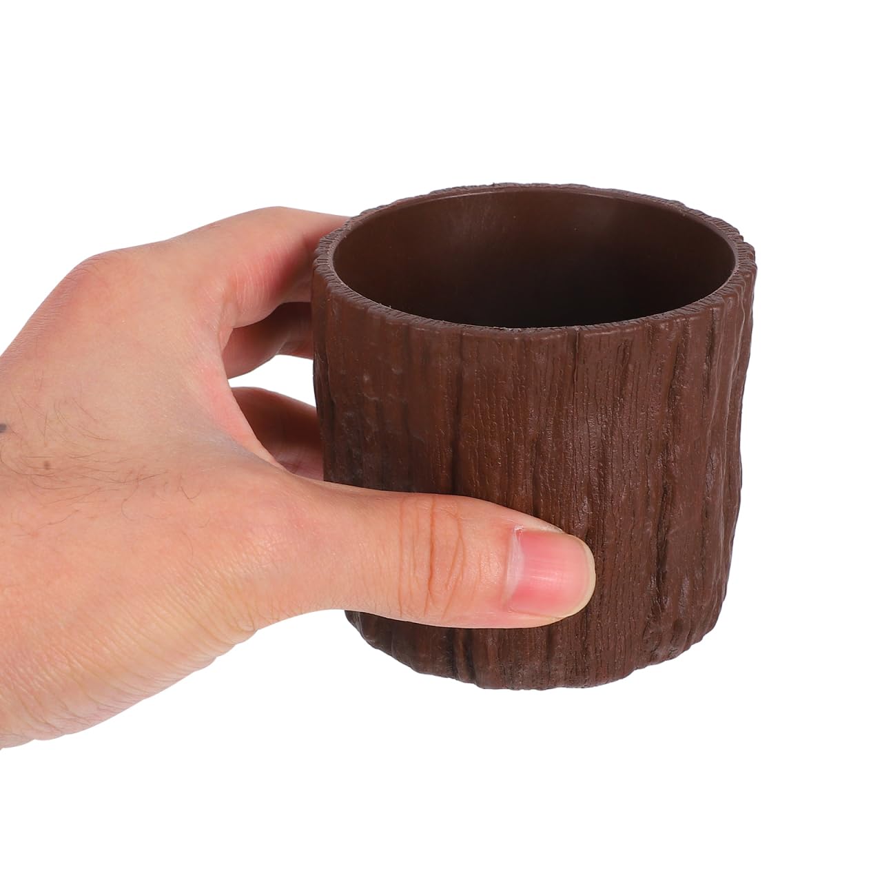 SHINEOFI 4pcs Mini Faux Wood Flower Pots Wooden Centerpieces for Tables Small Plastic Succulent Pots for Table Centerpiece Floral Boxes for Arrangements
