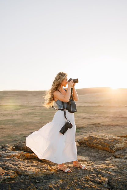 rr ruby+rae The Duo Camera Harness & Crossbody Bag – Double Camera Harness with Removable Crossbody Bag, Vegan Leather, Protective Suede Interior, Black