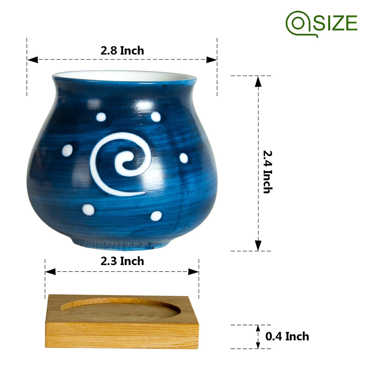 Cute Succulent Pots with Drainage Bamboo Tray - 3" Succulent Planters with Drainage Hole Ceramic Planter Tiny Pots for Indoor Small Plants, Small pots for Succulents Cactus Container Set of 6