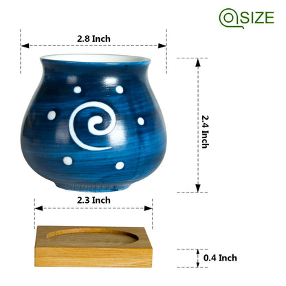 Cute Succulent Pots with Drainage Bamboo Tray - 3" Succulent Planters with Drainage Hole Ceramic Planter Tiny Pots for Indoor Small Plants, Small pots for Succulents Cactus Container Set of 6
