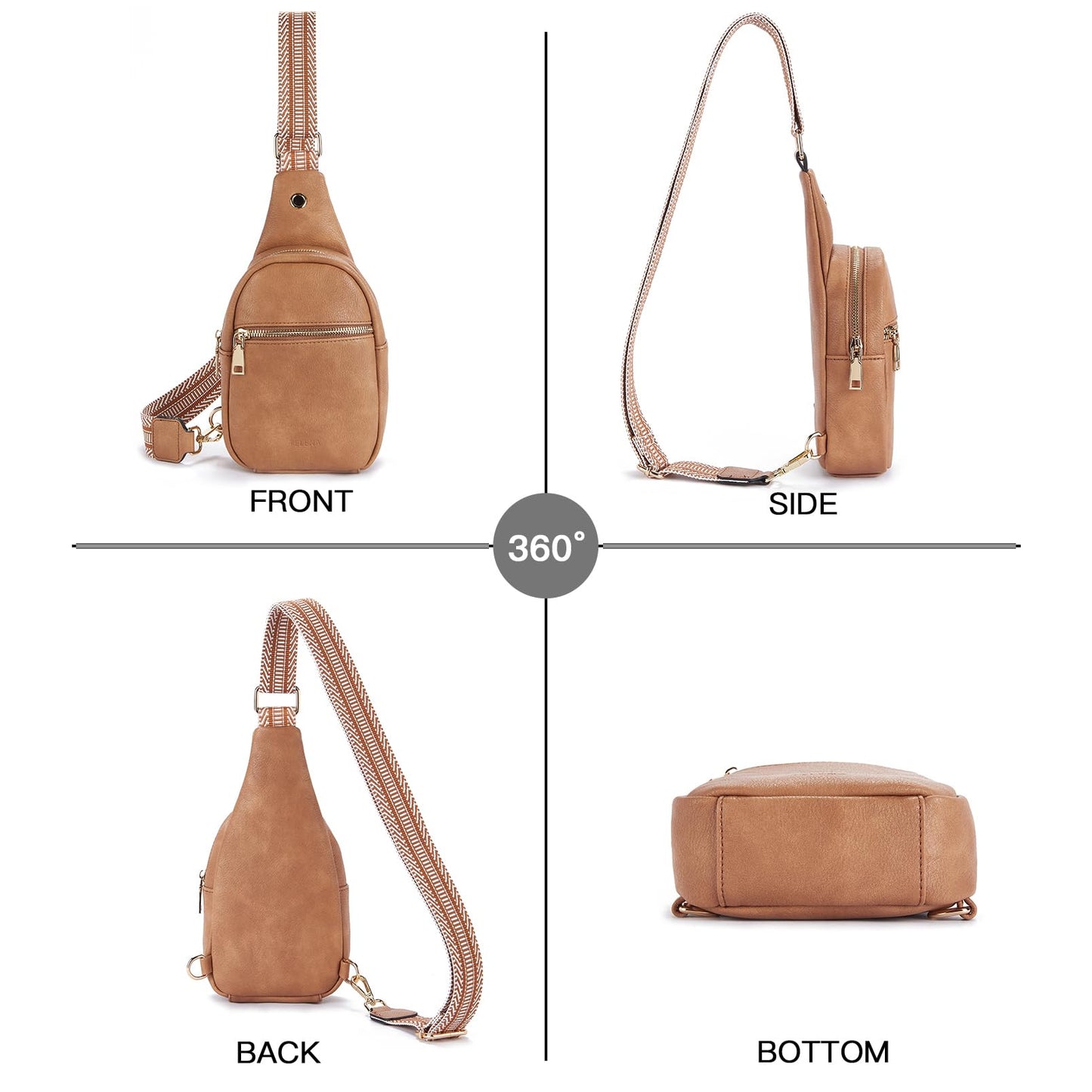 Telena Small Sling Bag for Women Leather Crossbody Fanny Packs Chest Bag for Women
