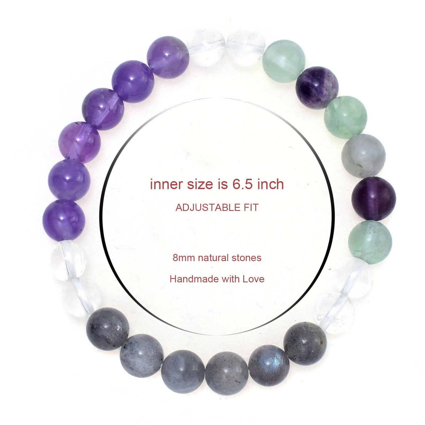 Ayriwoyi Healing Bracelet for Women Real Crystal Stone Beaded Amethyst Fluorite Clear Quartz Bracelet anxiety bracelet Strength Bracelets For Women