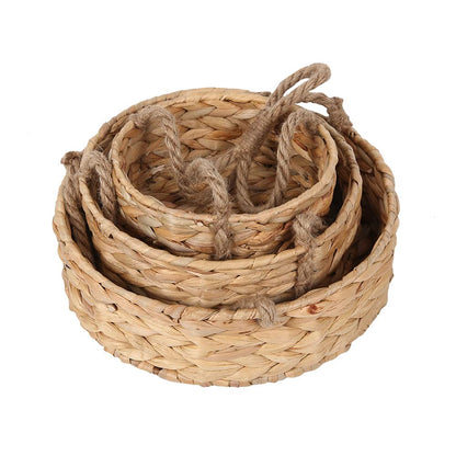 KINGWILLOW 3 Tier Hanging Fruit Basket, Handmade Natural Water Hyacinth Wall Vegetable Storage Baskets, Space Saver for Kitchen Organizing Plant Holder