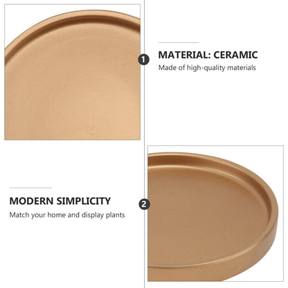 2PCS Gold Ceramic Plant Saucer 6 Inch Round Tray for Succulents, Indoor & Outdoor Plant Flower Pot Drip Tray for Water Drainage