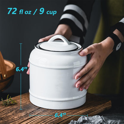 COCOYA 9cup/72oz Ceramic Jar with Airtight Lids (White)