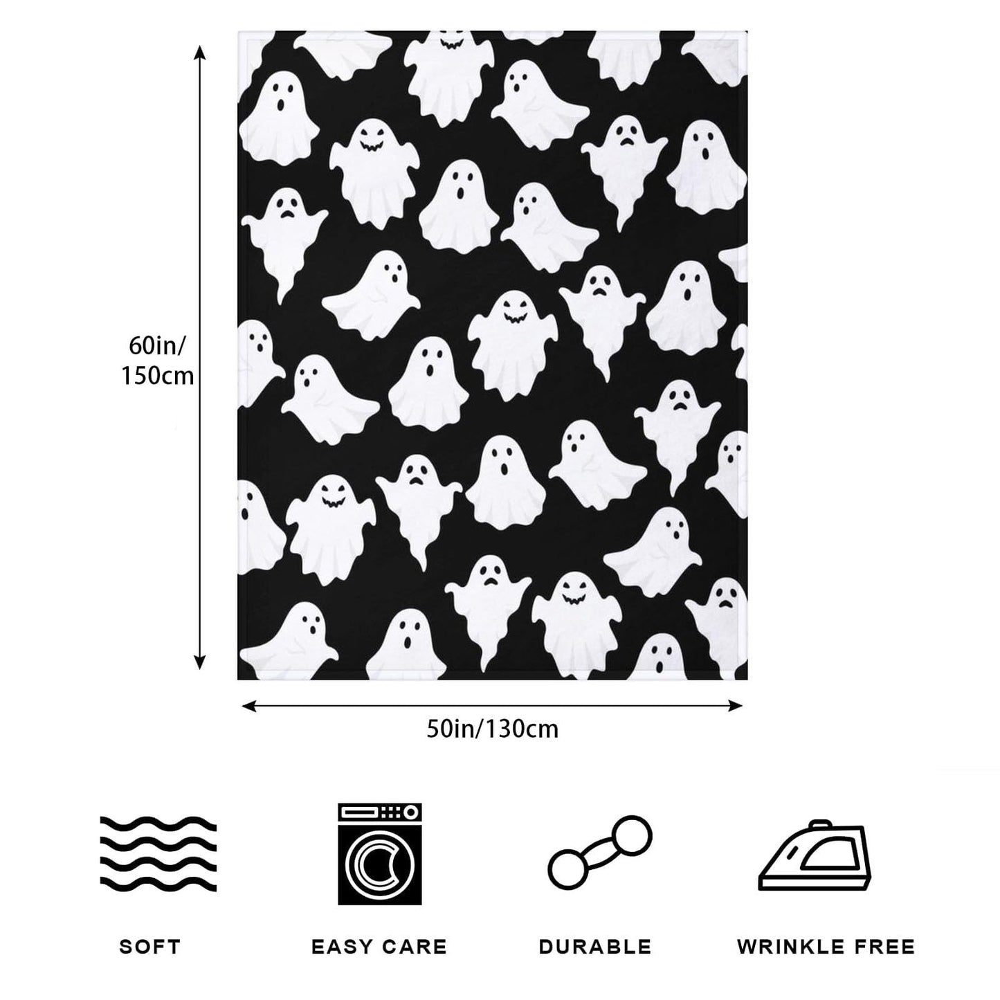 Halloween Ghost Throw Blanket Cute Funny Ghosts Blanket Soft Cozy Fuzzy Flannel Throw Blankets for Couch Bed Sofa Halloween Spooky Living Room Decor Boys Girls Blankets Gifts for All Season 50x60 Inch