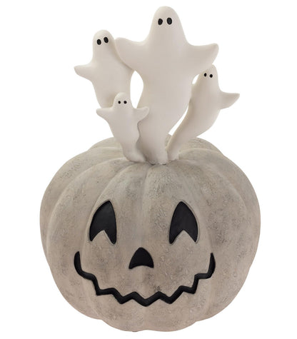 Boston International Halloween Figurine Tabletop Mantel Shelf Fall Autumn Decorations for Home, 7" x 10", Ghost & Jack-O-Lantern