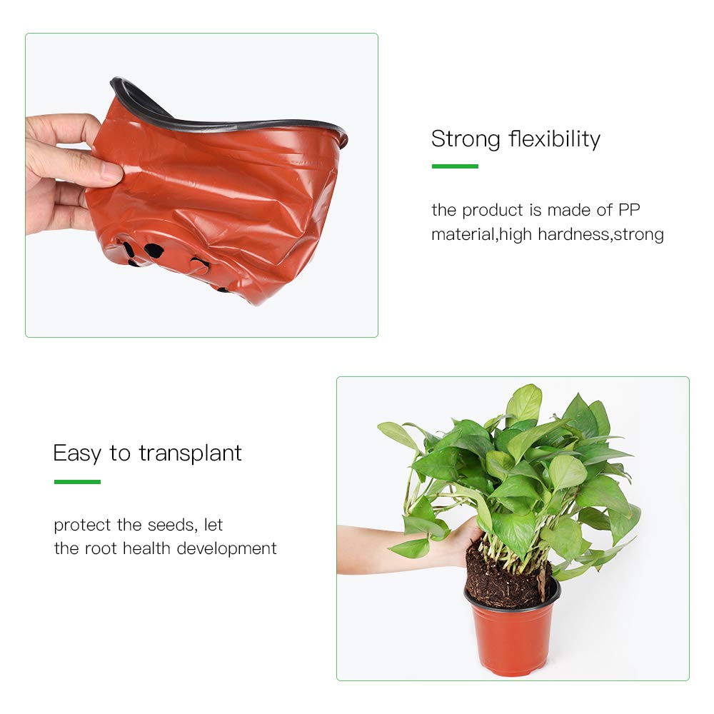JERIA 100-Pack 6 Inch Plastic Nursery Pots Come with 100 Pcs Labels, Seedling Flower Plant Container and Seed Starting Pots